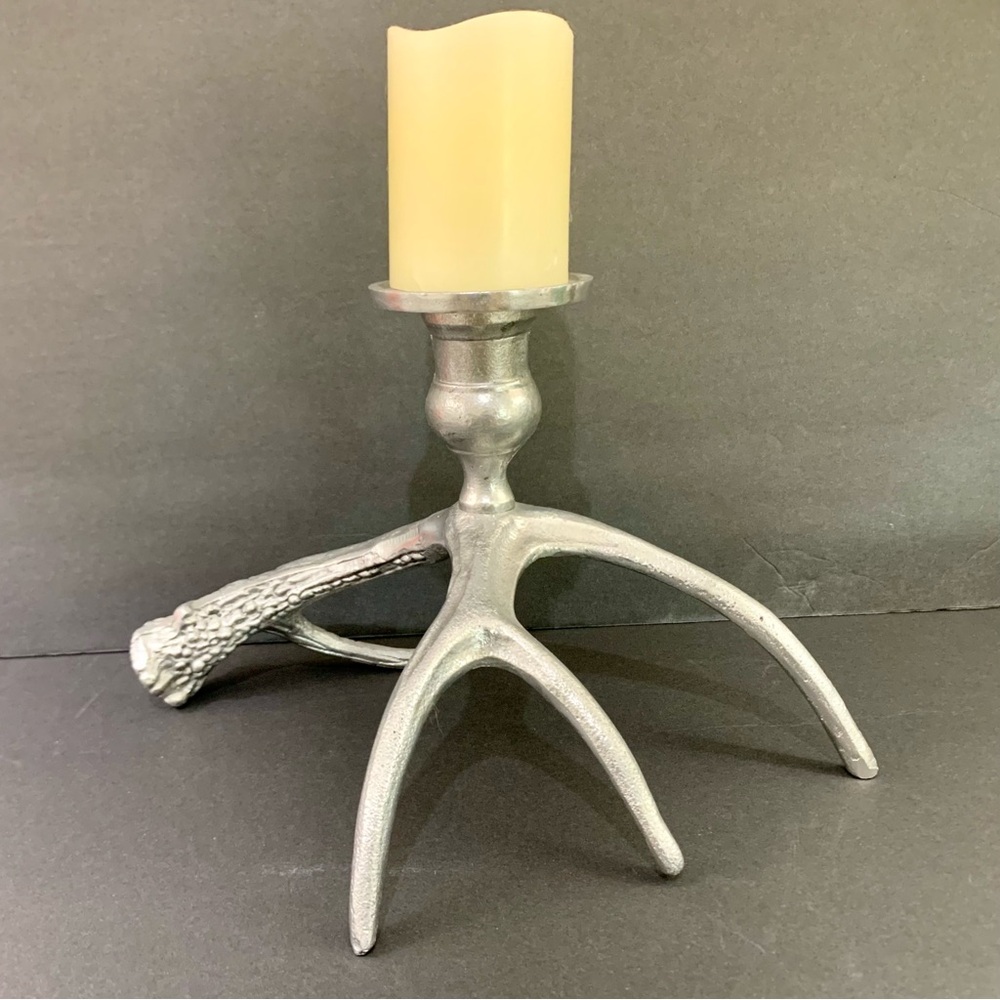 Silver Antler Candle Holder